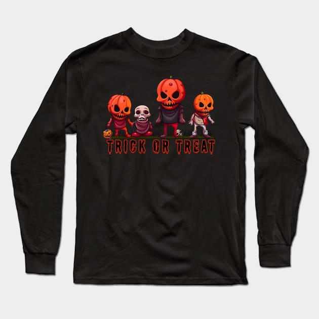 Trick or Treat! Little Monsters Long Sleeve T-Shirt by Atomic City Art